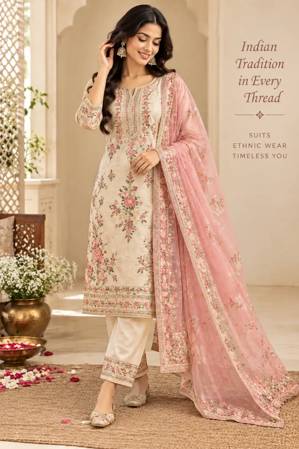 Dusty-Rose Embroidered Suit (M)